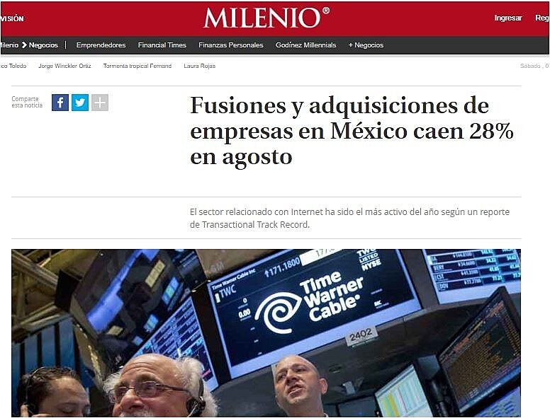 Fusiones y adquisiciones de empresas en Mxico caen 28% en agosto